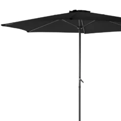 ECD Germany Sonnenschirm Rund Mit Kurbel, Ø 300 Cm, Schwarz, Aus Polyester, Wasserabweisende Bespannung, Sonnenschutz UV50+, Neigbar, Knickbar, Marktschirm Ampelschirm Gartenschirm Kurbelschirm Terrassenschirm