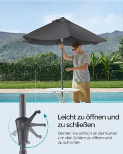 SONGMICS Sonnenschirm 210 Cm, UPF 50+, Beidseitig Um 30° Knickbar, Sonnenschutz, Mit Kurbel Zum Öffnen/Schließen, Grau GPU202G01 -Deutschland Garten Zier Verkaufs-Shop 4d99ec01c26bb8ebcc534e1a7f74382a