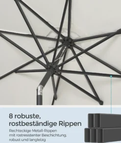 SONGMICS Sonnenschirm 300 Cm, UPF 50+, Beidseitig Um 30° Knickbar, Sonnenschutz, Mit Kurbel Zum Öffnen/Schließen, Beige GPU30BE -Deutschland Garten Zier Verkaufs-Shop 4d9ce25b53cc299f35126a2700ab44da