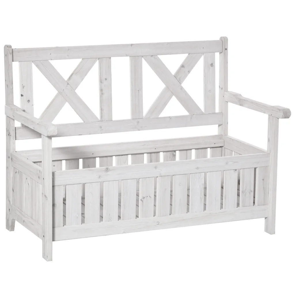 Outsunny Sitzbank Mit Stauraum 2-Sitzer Gartentruhe Truhenbank Kissentruhe Aufbewahrung Weiß 115 X 61 X 85 Cm 1 Outsunny Sitzbank Mit Stauraum 2-Sitzer Gartentruhe Truhenbank Kissentruhe Aufbewahrung Weiß 115 X 61 X 85 Cm