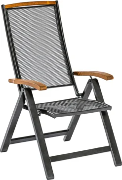 Merxx Klappsessel "Tilos" - Aluminiumgestell Graphit Mit Akazienholz