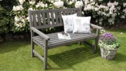 Gartenbank 'Johanna' 2-Sitzer, Grau Parkbank Holzbank Sitzbank Garten Holz Bank