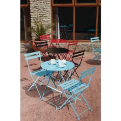Bolero Runder Klappbarer Terrassentisch Stahl Azurblau 60cm -Deutschland Garten Zier Verkaufs-Shop 4f69133624c448196880b132d368e484