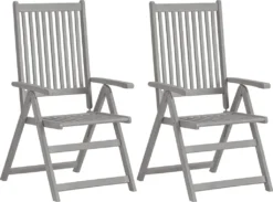 VidaXL Verstellbare Gartenstühle 2 Stk. Grau Massivholz Akazie