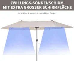Outsunny Sonnenschirm Gartenschirm Marktschirm Doppelsonnenschirm Terrassenschirm Mit Handkurbel Oval Metall + Polyester Beige 455 X 270 X 240 Cm -Deutschland Garten Zier Verkaufs-Shop 4fb126522836022e966c51c20672d15e