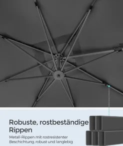 SONGMICS Sonnenschirm 290 X 290 Cm, UV-Schutz UPF 50+, Um 360° Drehbar, Mit Ständer, Befestigungsgurten Und Abdeckung, Rauchgrau GPU039G01 -Deutschland Garten Zier Verkaufs-Shop 4fe20292f2a59e06236eed6af2d19985
