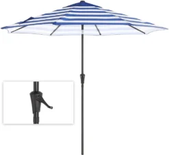 SONGMICS Sonnenschirm, Ø 290 Cm, Sonnenschutz, 8 Schirmrippen, UV-Schutz Bis UPF 50+, Knickbar, Mit Kurbel, Ohne Ständer, Outdoor, Garten, Balkon, Terrasse, Blau-weiß Gestreift GPU010Q01 -Deutschland Garten Zier Verkaufs-Shop 508712a0452a90a302cf8af718450be8