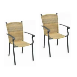 Stapelsessel 2er Set Jerez-29 Aluminium/ Kunststoffgeflecht Anthrazit/ Natur, BxHxT: Ca. 57x74x57cm