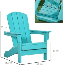 Outsunny Adirondack-Stuhl Kinder, Gartenstuhl Mit Lamellendesign, Kinderstuhl, Outdoor, Balkonstuhl Für Kinder Ab 3 Jahren, Gartenmöbel, HDPE, Blaugrün, 61,5 X 53 X 65 Cm -Deutschland Garten Zier Verkaufs-Shop 5186503a1091b2d43140367c6b3bcfa8