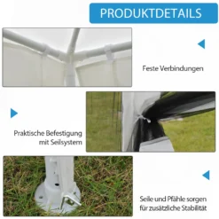 HOMCOM Outsunny Pavillon Partyzelt Gartenpavillon Gartenzelt Festzelt Mit Seitenwänden Metall + PE Weiß + Schwarz 4 X 3 M -Deutschland Garten Zier Verkaufs-Shop 51fd8cc72ef33785a9160c5b732825b1