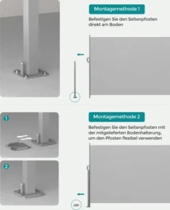 SONGMICS Seitenmarkise,Markise,160 X 350 Cm, Ausziehbar, Aus 220 G/m² Polyester, Sichtschutz, Sonnenschutz, Blickdicht, Seitenrollo, Für Balkon, Terrasse, Garten, Hellgrau ASG565G03 -Deutschland Garten Zier Verkaufs-Shop 52f831f0de6e0944b6a55a96ab7eaa6b