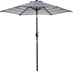 Outsunny Sonnenschirm Gartenschirm Terrassenschirm Gestell Stahl Im Freien Blauer Streifen Ø227 X 225 Cm