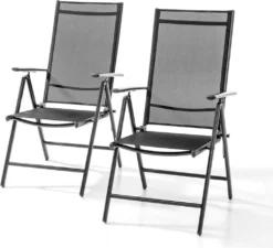 CHILLROI Aluminium Klappsessel Klappstuhl 2er Gartenstuhl Campingstuhl Hochlehner