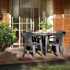 JARDIN Cuba SET 4x Stapelsessel Graphit Kunststoff N01364 -Deutschland Garten Zier Verkaufs-Shop 53ad029952476d3c5d7206636717aae6