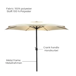 MIADOMODO® Sonnenschirm - 300 Cm, Mit Kurbel, Höhenverstellbar, UV-Schutz, Farbwahl - Gartenschirm, Terrassenschirm, Balkonschirm -Deutschland Garten Zier Verkaufs-Shop 53b8347ccbbd27ebe4270bdb95307bbc