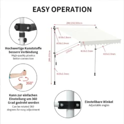 Mucola Klemmmarkise 250-120cm Creme Balkon Markise Sonnenschutz Terasse Fenstermarkise Balkonmarkise Sonnensegel Windschutz Rollo -Deutschland Garten Zier Verkaufs-Shop 5497436ba29c78132846b66429d5f1c7