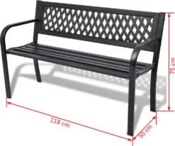 VidaXL Gartenbank 118 Cm Stahl Schwarz 7 VidaXL Gartenbank 118 Cm Stahl Schwarz -Deutschland Garten Zier Verkaufs-Shop 54a4045a865d58e6c0fc48df0555eccb