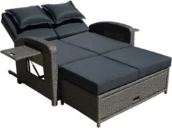 Garden Pleasure Funktionssofa NIZZA Stahl / Kunststoffgeflecht / Dunkelgrau 970373 -Deutschland Garten Zier Verkaufs-Shop 54a88d77c448330f906f9805f80423ea