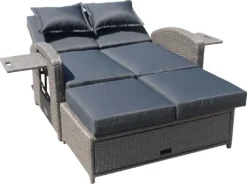 Garden Pleasure Funktionssofa NIZZA Stahl / Kunststoffgeflecht / Dunkelgrau 970373 -Deutschland Garten Zier Verkaufs-Shop 54ad002b144e801a7fba231c49a593c9