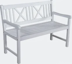 Garden Pleasure Gartenbank Bank MALMÖ 2-Sitzer B 120 X T 59 X H 89 Cm, Bank Aus Weiß Lackiertem Eukalyptus-Holz -Deutschland Garten Zier Verkaufs-Shop 553da25e510a25a348aee13cb9da276b