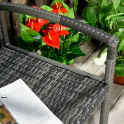 Outsunny Gartenbank, Sitzbank In Rattanoptik, Parkbank Mit Stahlrahmen, Balkonbank Für 2 Personen, Gartenmöbel, Bis 320 Kg Belastbar, Grau, 122 X 60 X 87cm -Deutschland Garten Zier Verkaufs-Shop 555858efdc210359c5209360b29d25ee