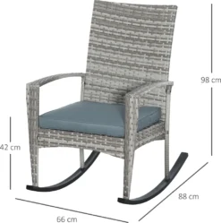 Outsunny Schaukelstuhl Schwingsessel Gartenstuhl Mit Kissen, Polyrattan+Metall, Grau, 66 X 88 X 98 Cm -Deutschland Garten Zier Verkaufs-Shop 55c983e407b22aab18f9645c61c01e8b