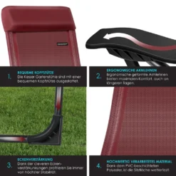 KESSER® 2er Set Gartenstuhl Hochlehner Alu Klappstuhl 7-Fach Verstellbar Mit Armlehnen Atmungsaktiv Klappbar Campingstuhl Balkonstuhl Klappsessel Garten Terrasse, Farbe:Bordeaux -Deutschland Garten Zier Verkaufs-Shop 55d14c98685f61835b2263dc5ca51c70
