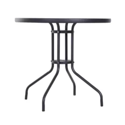 Outsunny Gartentisch Balkontisch Garten Beistelltisch Bistrotisch Gartenmöbel Mit Schirmloch Hartglas + Metall Schwarz Ø80 X 72 Cm -Deutschland Garten Zier Verkaufs-Shop 55ef4a8b24125311491cce83869edc5b