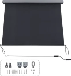 SONGMICS Alu-Senkrechtmarkise Für Balkon, Markise, Terrasse, 1,6 X 2,5 M (B X L), Aus Polyester (280 G/m²), Mit Grauer Markisenkassette, Vertikalmarkise Für Außen, Für Windschutz, Sonnenschutz Und Sichtschutz, Grau GSA165GY -Deutschland Garten Zier Verkaufs-Shop 56075227a1fff76e50ccc427eefc95d7