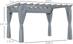 Outsunny Pergola-Pavillon Mit Einstellbarem Stoffdach Witterungsbeständig Wasserabweisend Sonnenschutz Polyester Stahl Grau 3,6 X 3 X 2,27 M -Deutschland Garten Zier Verkaufs-Shop 562bf004038e111f494ddb0f915c3b2a