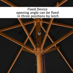 Outsunny Sonnenschirm, Gartenschirm, 3-stufig, Sonnenschutz, Bambus 180/㎡ Polyester, Schwarz, Ø2,5 X 2,3 M -Deutschland Garten Zier Verkaufs-Shop 56ff25340371ff3af8aa5228bf0eb213