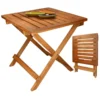 ECD Germany Gartentisch, 46x46x46 Cm, Braun, Aus Kiefernholz, Klappbar, Massiv, Für Ihren Balkon Terrasse Oder Garten, Holztisch Balkontisch Klapptisch Beistelltisch Campingtisch Tisch Gartenmöbel