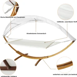EINFEBEN Hängematte Wetterfestem Hängematten Stabhängematte Outdoor Holz Mit Gestell XXL Garten Hängemattengestell 2 Personen 410cm Gartenliege Liege -Deutschland Garten Zier Verkaufs-Shop 576e66b63d903a6f37bf6eaae98dd4f2
