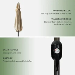 MIADOMODO® Sonnenschirm - 300 Cm, Mit Kurbel, Höhenverstellbar, UV-Schutz, Farbwahl - Gartenschirm, Terrassenschirm, Balkonschirm -Deutschland Garten Zier Verkaufs-Shop 57b4f5a26a271be1a7d3431055ffda21
