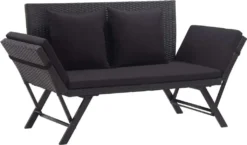 VIDAXL Möbel Gartenbank Mit Auflagen 176 Cm Schwarz Poly Rattan 2023