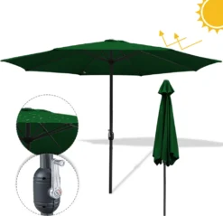 EINFEBEN 3.5m Sonnenschirm Marktschirm Mit Handkurbel UV40+ Outdoor-Schirm Terrassen Gartenschirm,Gruen