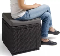 Allibert Cube Sitzhocker H 39 X B 42 X T 42 Cm, Mit Stauraum, Graphitgrau -Deutschland Garten Zier Verkaufs-Shop 5907438a51270e4fd63aebf700e94a4c