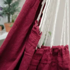 XXL Hängestuhl 2 Personen Hängematte | Max. 150 Kg Belastbar | Großer Hängesitz 185x130 Cm | 100% Baumwolle | Hängesessel Inkl. Swivel | Bordeaux Rot -Deutschland Garten Zier Verkaufs-Shop 59a4873e7ae300de614f0f7b8be65e00