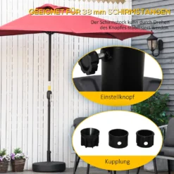 Outsunny Sonnenschirmständer 22 Kg Schirmständer Für Sonnenschirm Schirmstangen 38 Mm Sonnenschirmfuß Für Garten Terrasse Balkon Zement Schwarz Ø51 X 30H Cm -Deutschland Garten Zier Verkaufs-Shop 5a8456bb3bf204e36e2d16905399687c