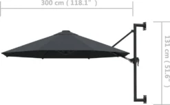 VidaXL Sonnenschirm Wandmontage Mit Metallmast 300 Cm Anthrazit -Deutschland Garten Zier Verkaufs-Shop 5acda44978783f96900ca0b15f11d558