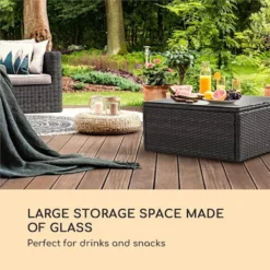 Blumfeldt Theia Loungetisch Beistelltisch Gartentisch (aus Polyrattan, Glasplatte, Platzsparend) Dunkelgrau -Deutschland Garten Zier Verkaufs-Shop 5afa4b83ac8cee5cc92474ba348ef3e3