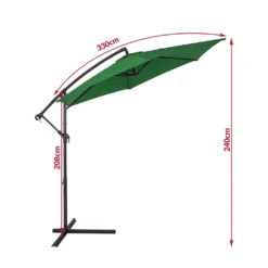 Kingsleeve Sonnenschirm Mit Ständer 330cm Groß UV Schutz 40+ Kurbel Neigbar Alu Wasserabweisend Windfest Ampelschirm Garten Terrasse Balkon 3,3m, Farbe:grün -Deutschland Garten Zier Verkaufs-Shop 5b10c8b2528cb51ae0ce4d4b9c1edd5c