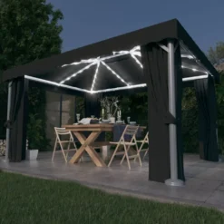 VidaXL Pavillon Mit Vorhängen & LED-Lichterkette 4x3 M Anthrazit -Deutschland Garten Zier Verkaufs-Shop 5b32c0e57e21b05c2fb8cd7e2f612abc