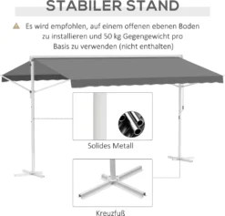 Outsunny Standmarkise Gartenmarkise Markise Mit Faltarm Kurbel Terrasse Grau 4,5x3,42m -Deutschland Garten Zier Verkaufs-Shop 5b49a1a626c6305b11c73e9992a48167