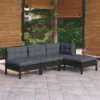 VidaXL 4-tlg. Garten-Lounge-Set Mit Kissen Schwarz Kiefernholz