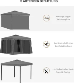 Outsunny Gartenpavillon Pavillon 3 X 3 M Gartenzelt Mit Doppeldach Festzelt Partyzelt Mit 4 X Seitenteile Moskitonetz Wetterfest Aluminium Polyester Dunkelgrau -Deutschland Garten Zier Verkaufs-Shop 5c67619ac792f1b1bbd5aa6b671fcf78
