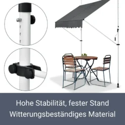 Juskys Klemmmarkise 250 X 120 Cm Mit Handkurbel - Markise Ohne Bohren - Höhenverstellbar, UV-beständig & Wasserabweisend - Balkonmarkise Balkon Grau -Deutschland Garten Zier Verkaufs-Shop 5cf5e3b9c7ae60d2075c8759e54fd87f