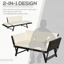 Outsunny 2er Gartensofa Gartenmöbel Loungesofa Gartenbank Gartenliege Klappbare Armlehnen Polyrattan + Stahl Braun 129 X 66 X 79 Cm -Deutschland Garten Zier Verkaufs-Shop 5cff10ef20d26f70e313685d1ff465af