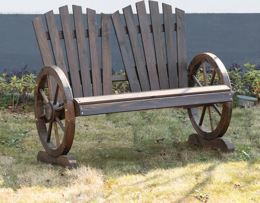 Outsunny Gartenbank Mit Armlehne, Sitzbank, Gartenmöbel, Rustikale Bank, Massivholz, Dunkelbraun, 108 X 66 X 95 Cm 2 Outsunny Gartenbank Mit Armlehne, Sitzbank, Gartenmöbel, Rustikale Bank, Massivholz, Dunkelbraun, 108 X 66 X 95 Cm – Bild 2
