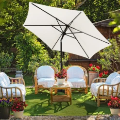 EINFEBEN 2.7m Sonnenschirm Marktschirm Mit Handkurbel UV40+ Outdoor-Schirm Terrassen Gartenschirm,Beige -Deutschland Garten Zier Verkaufs-Shop 5d23849ebb40fb15a17e28d32eb9f775